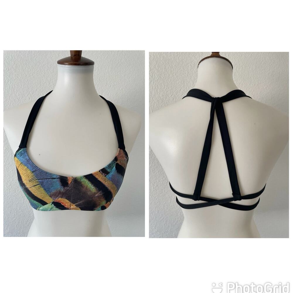 Gypsea Swim Bikini Top Multicolor Striped Swimwear Beach Outdoors